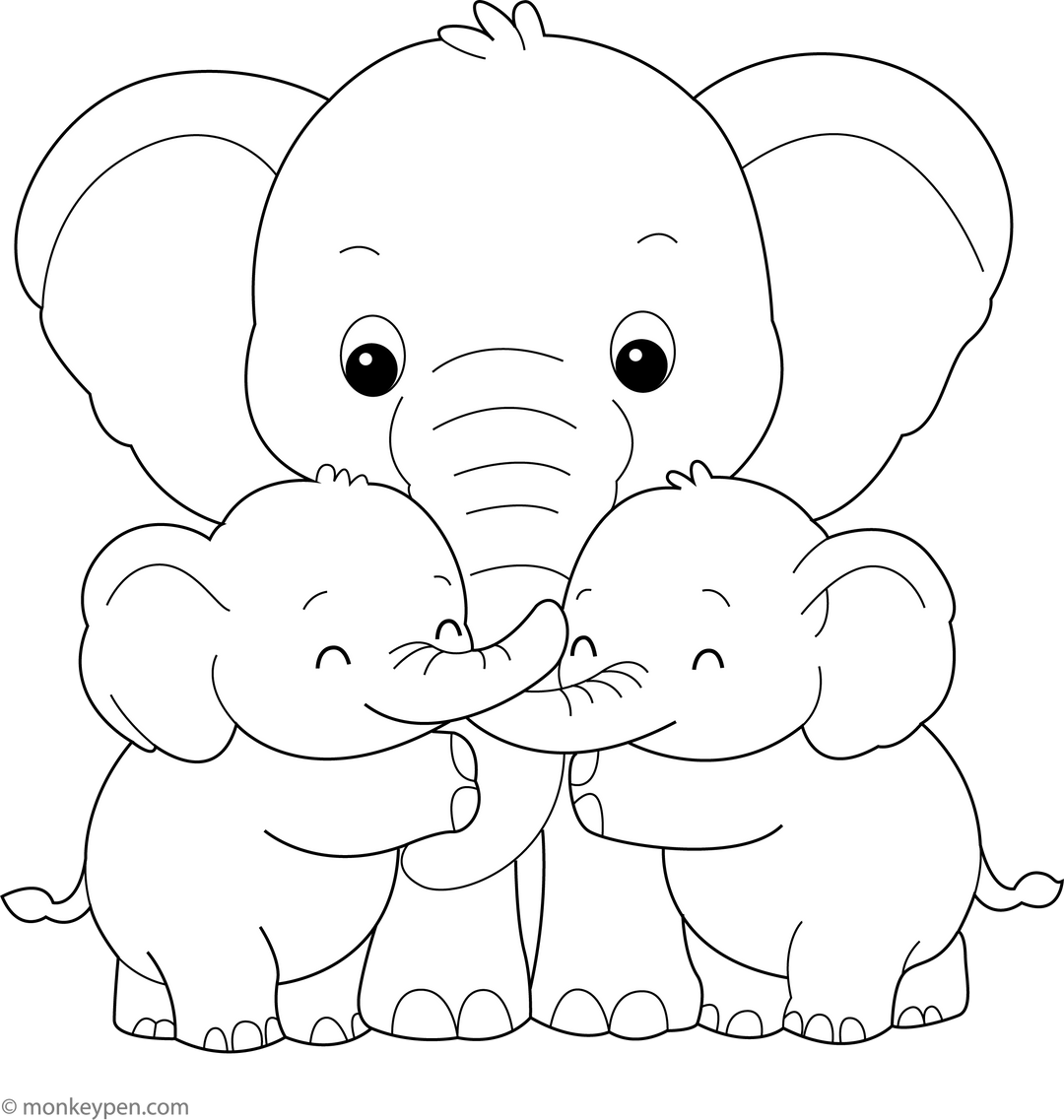 Downloadable Elephant Coloring Book - Free Printable PDF