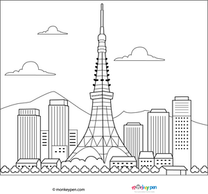 Tokyo Tower Coloring Page