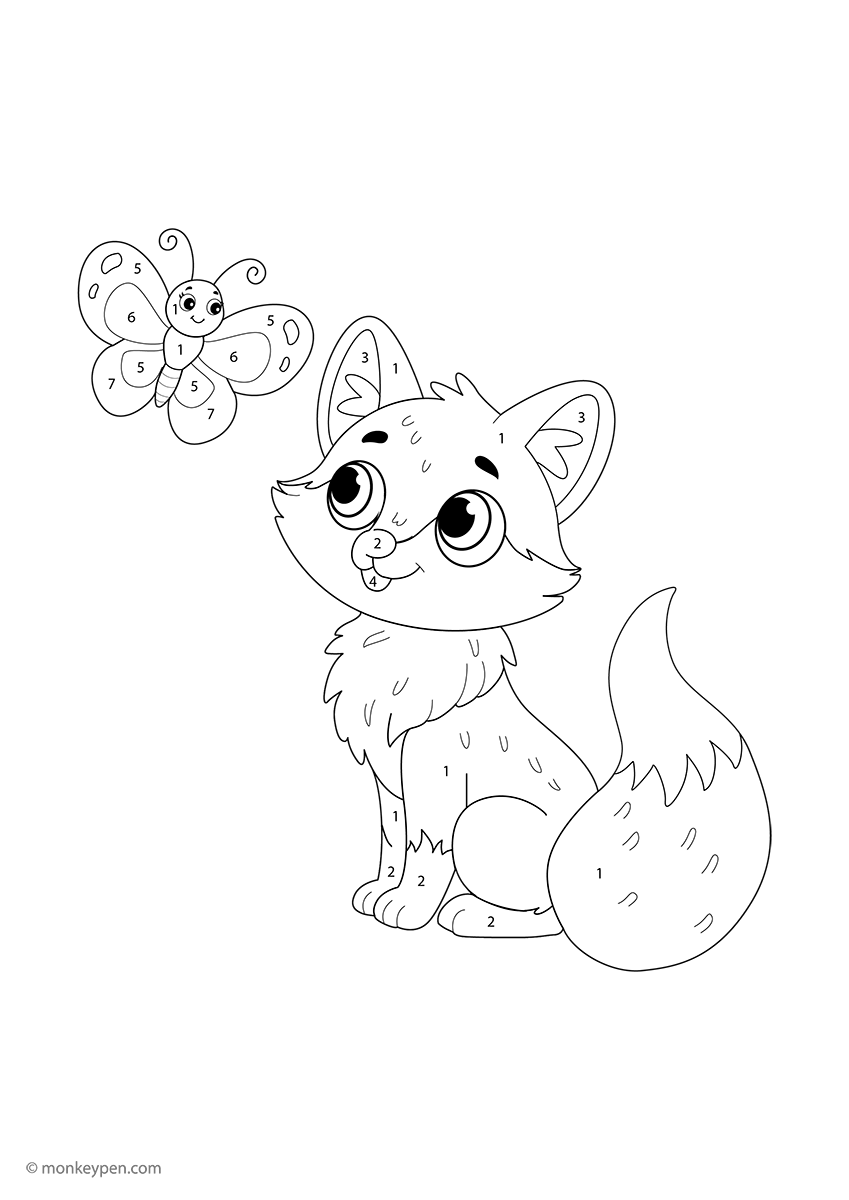 Fox Color by Number – Downloadable Sheets for Kids