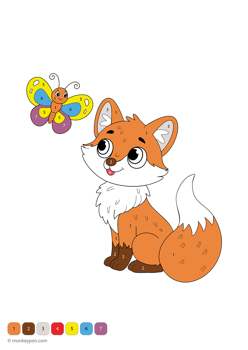 Fox Color by Number – Downloadable Sheets for Kids