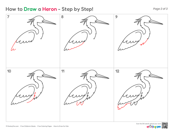 How to Draw a Heron – Step-by-Step Water Bird Drawing for Kids