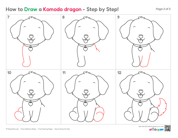 Easy kawaii dog drawing for kids