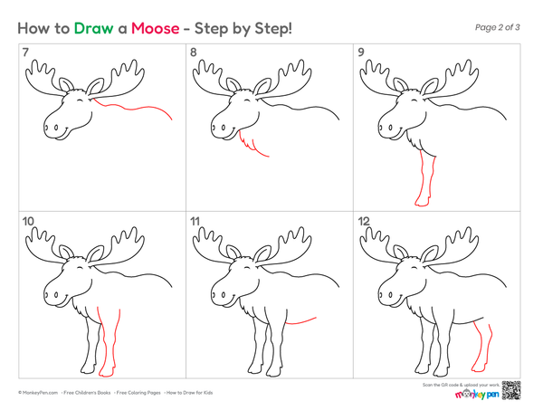 How to Draw a Moose – Simple Step-by-Step Wild Animal Drawing for Kids