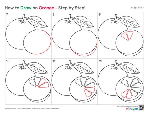 How to Draw an Orange – Step-by-Step Fruit Drawing for Kids