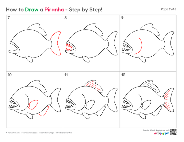 Cute and simple Piranha illustration for kids.