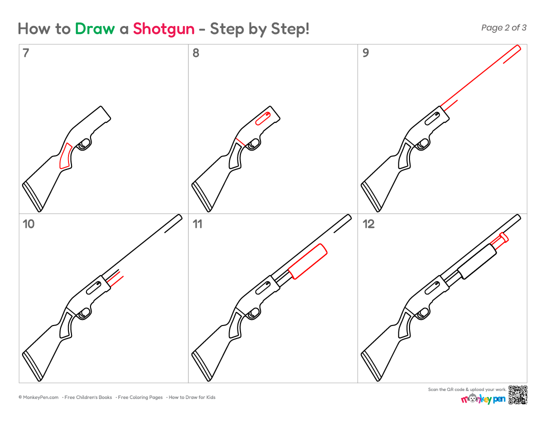 How to Draw a Shotgun – Easy Step-by-Step Object Drawing for Kids