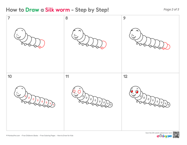 Easy Silkworm illustration for kids