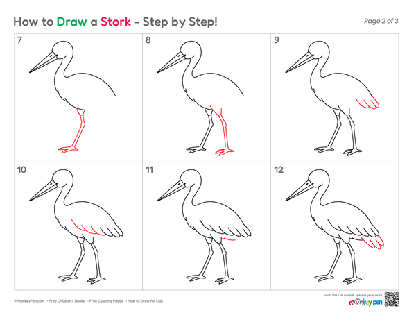 Easy Stork illustration for kids