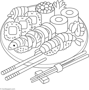 Sushi Coloring Page – fun and educational printable for children