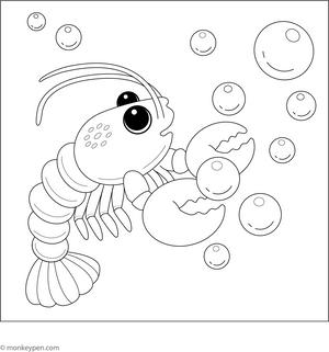 Lobster Blowing Bubble Coloring Page – fun and educational printable for children