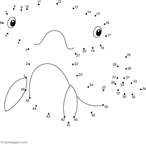 Children connect numbered dots to reveal a hammerhead shark with its characteristic wide head and fins in this educational worksheet.