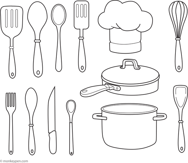 Kitchen Utensil Coloring Page