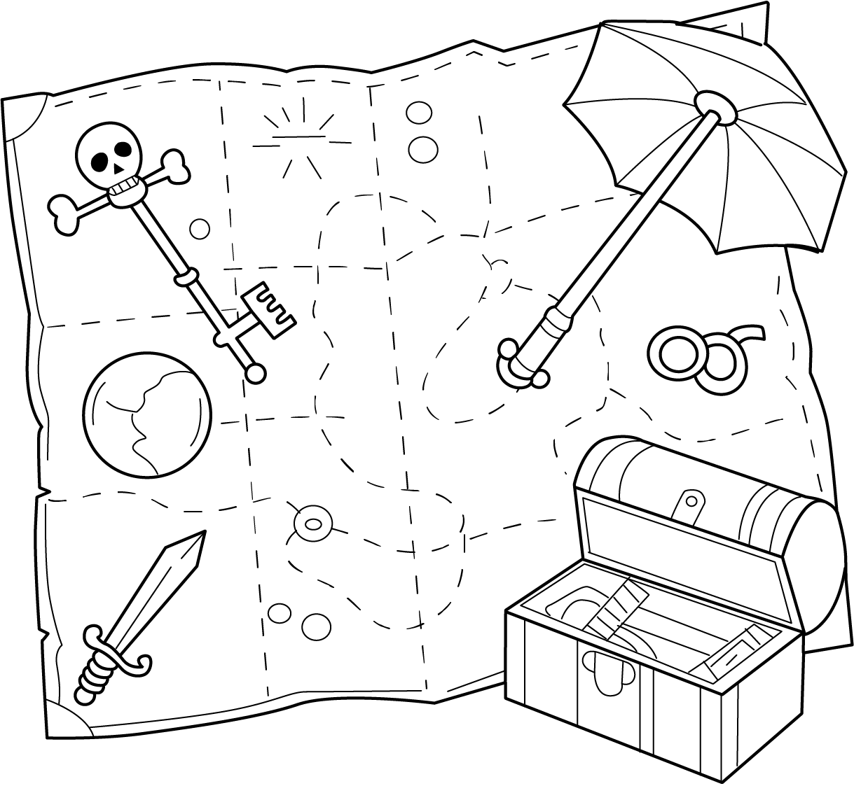 Treasure Hunt Map Coloring Page treasure-hunt-map-coloring-page
