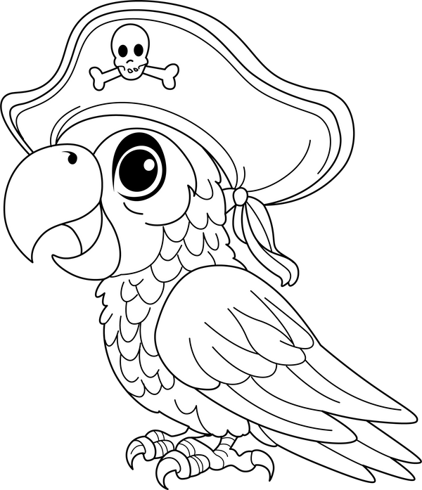 Pirate Parrot coloring page – tropical bird printable for children