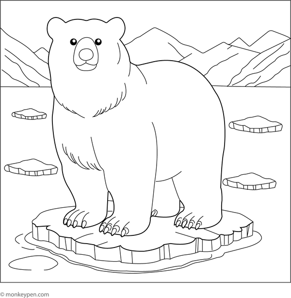 Polar Bear on Ice Coloring Page