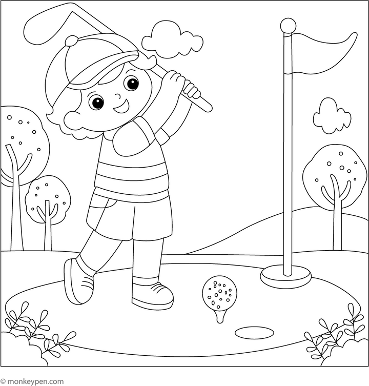 Golf Free Printable Coloring Page PDF for Kids