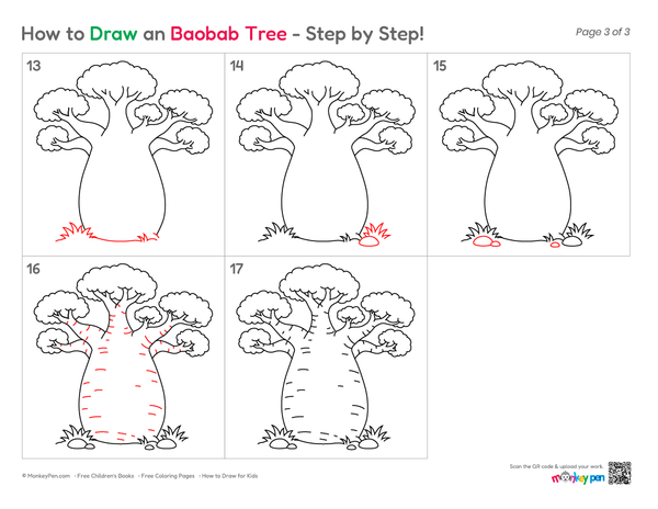 Easy Baobab Tree illustration for children