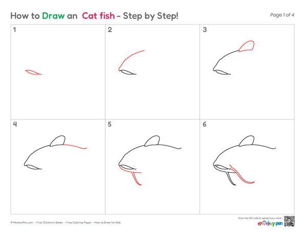 Easy Catfish sketch for kids