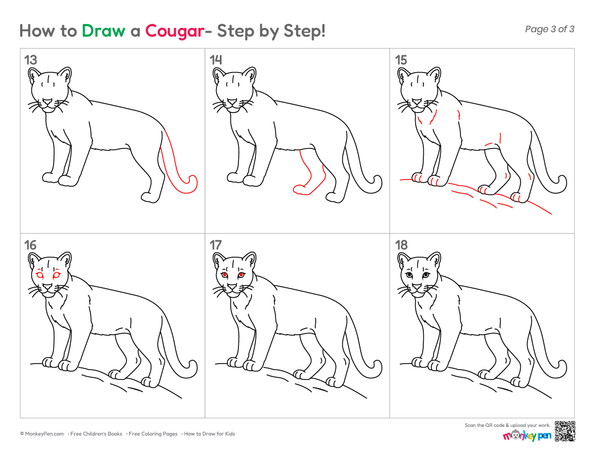 Cute cougar drawing for kids