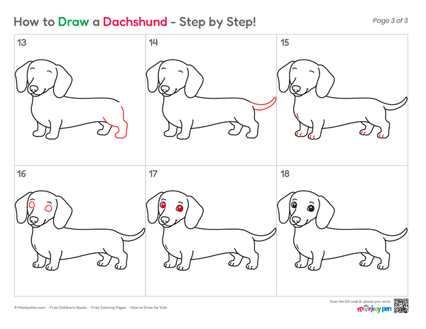 How to Draw a Dachshund – Step-by-Step Dog Drawing for Kids