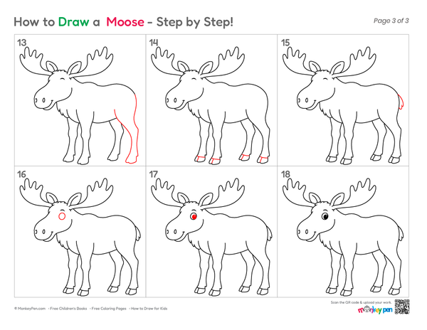 How to Draw a Moose – Simple Step-by-Step Wild Animal Drawing for Kids