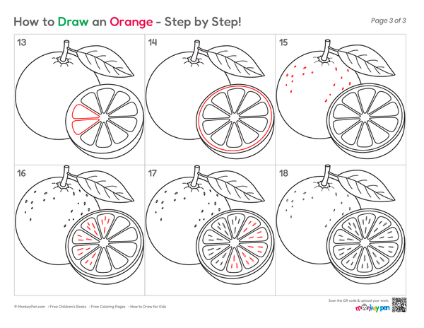How to Draw an Orange – Step-by-Step Fruit Drawing for Kids