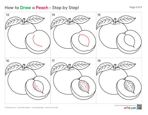 How to Draw a Peach – Easy Step-by-Step Fruit Drawing for Kids