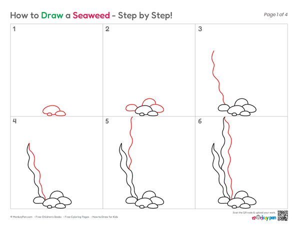 How to Draw Seaweed – Easy Step-by-Step Ocean Plant Drawing for Kids