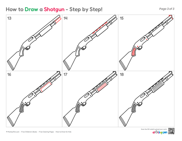 How to Draw a Shotgun – Easy Step-by-Step Object Drawing for Kids