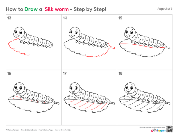 Cute Silkworm drawing for children