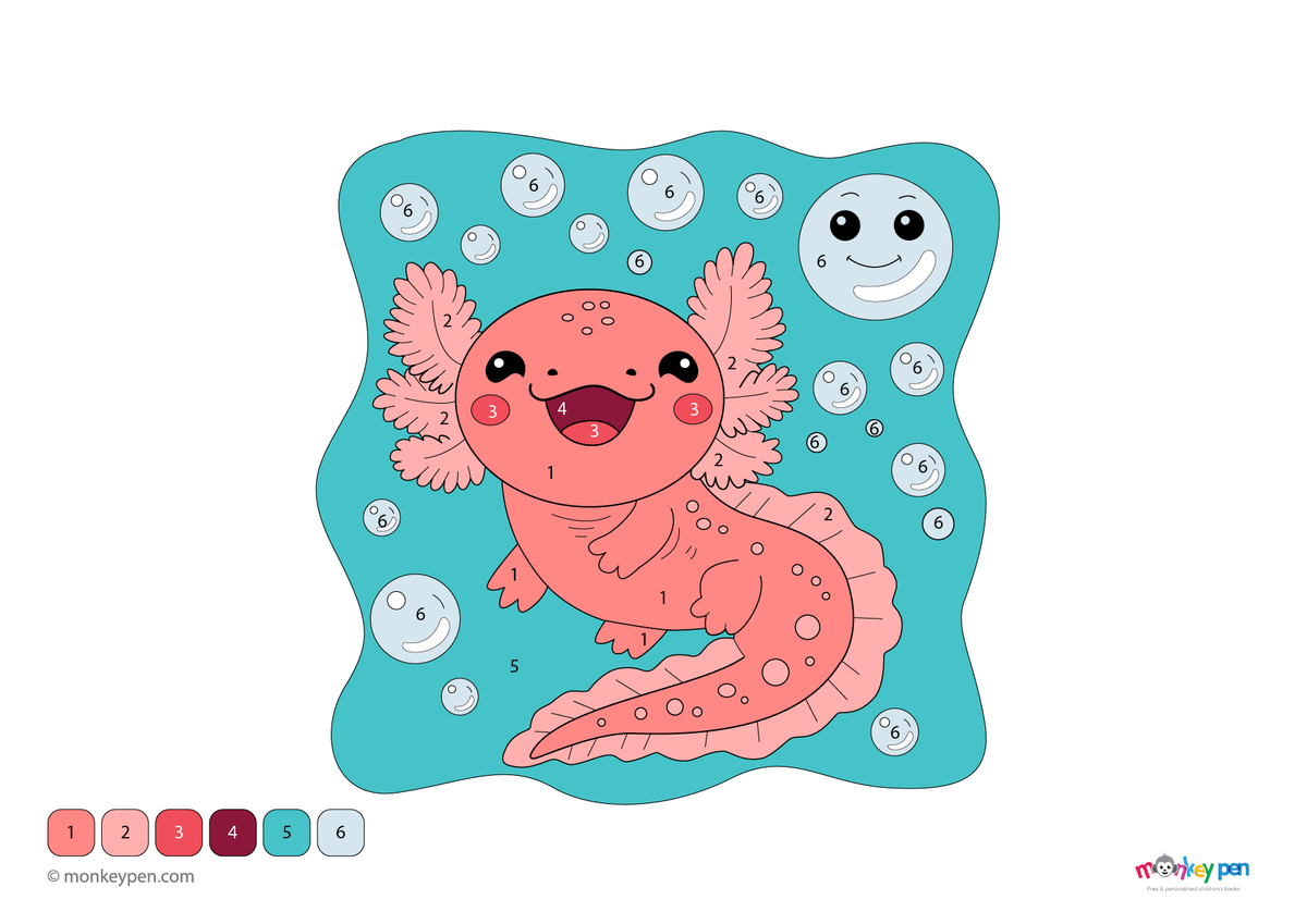Axolotl Color by Number | Engaging Educational Animal Activity Downloa