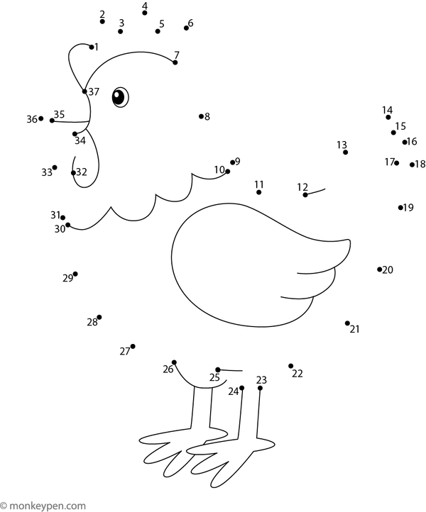 A rounded hen shape is formed as children join the numbered dots.