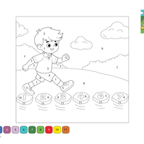 Boy Playing Color by Number – Fun and Educational Childhood Activity D