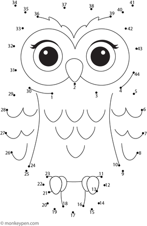 A wide-eyed owl is revealed as children join the dots in sequence.