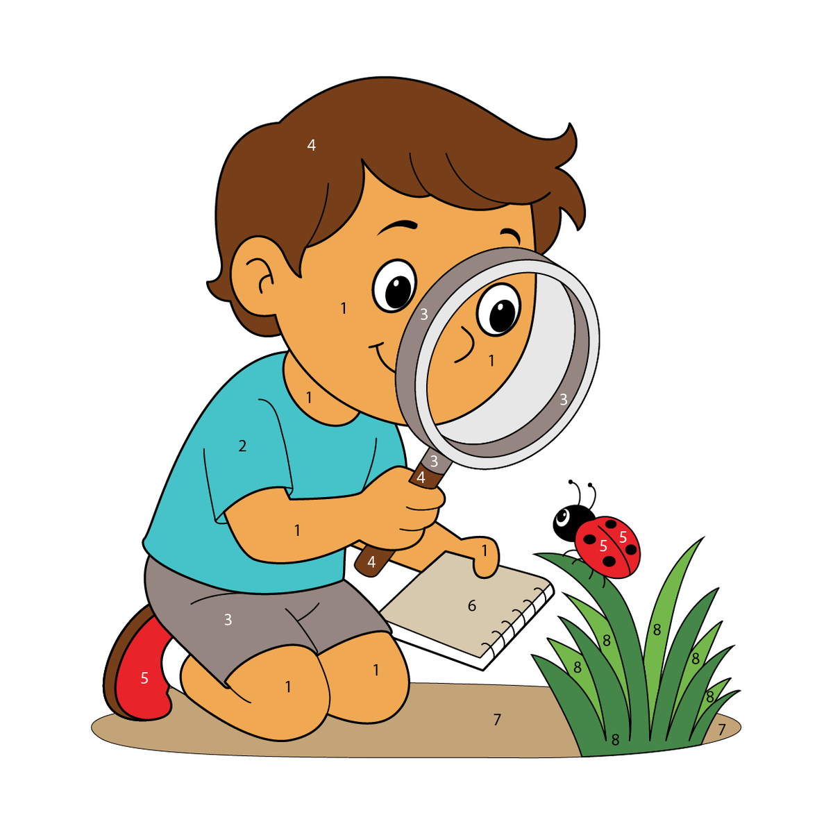 Child Observing Bug Color by Number | Nature Discovery Activity Downlo