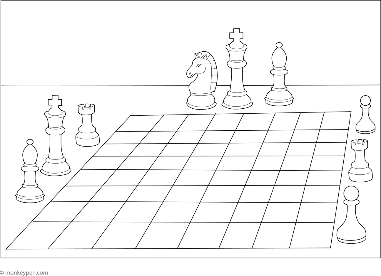 Printable Chess Board Coloring Page – Free PDF for Kids