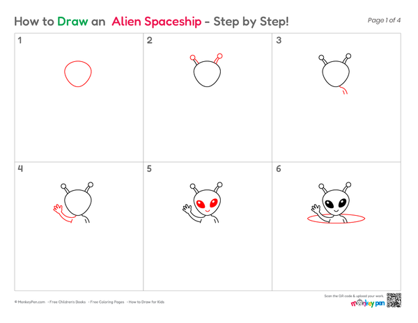 Easy alien spaceship coloring page for kids