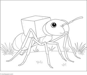 Ant Carrying Sugar Cube Coloring Page