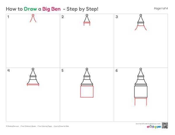 How to Draw Big Ben – Easy Step-by-Step Landmark Drawing for Kids