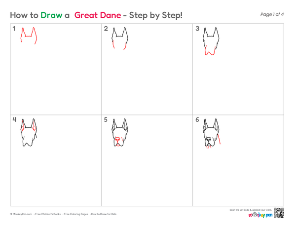 How to Draw a Great Dane – Easy Step-by-Step Dog Drawing for Kids