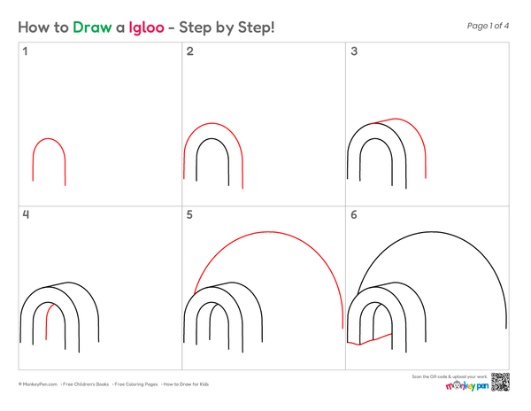 How to Draw an Igloo – Easy Step-by-Step Arctic House Drawing for Kids