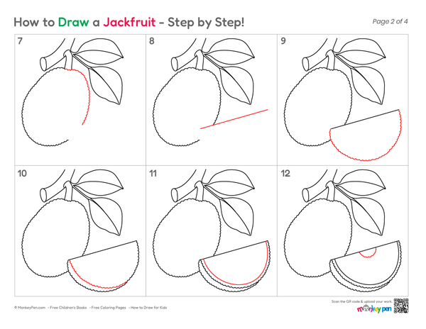How to Draw a Jackfruit – Simple Step-by-Step Fruit Drawing for Kids
