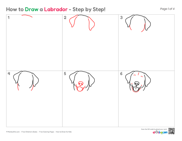 Happy Labrador cartoon drawing for young learners.