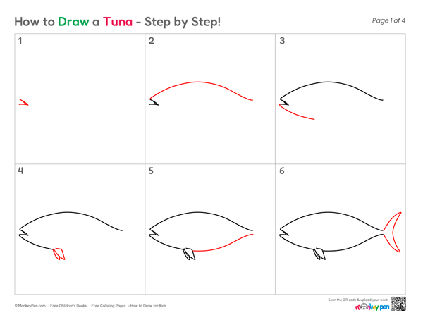 How to Draw a Tuna – Simple Step-by-Step Fish Drawing for Kids