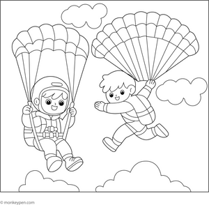 Paragliding and Skydiving Coloring Page – fun and educational printable for children