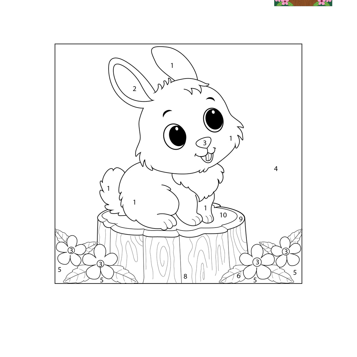 Cololring Numbers Rabbit Cute Bunny Color by Number | Animal-Themed Number Activity for Kids