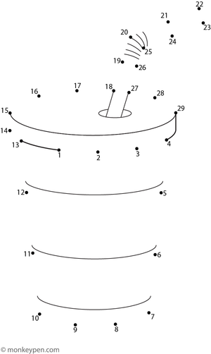 A cup with a straw takes shape as children connect the numbered dots on the page. 