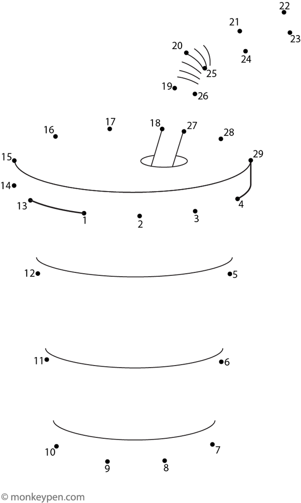 A cup with a straw takes shape as children connect the numbered dots on the page. 