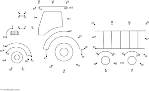 An outline of a strong truck forming as children connect each numbered dot. 