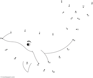 A sleek whale shape emerges as children connect the numbered dots across the page.